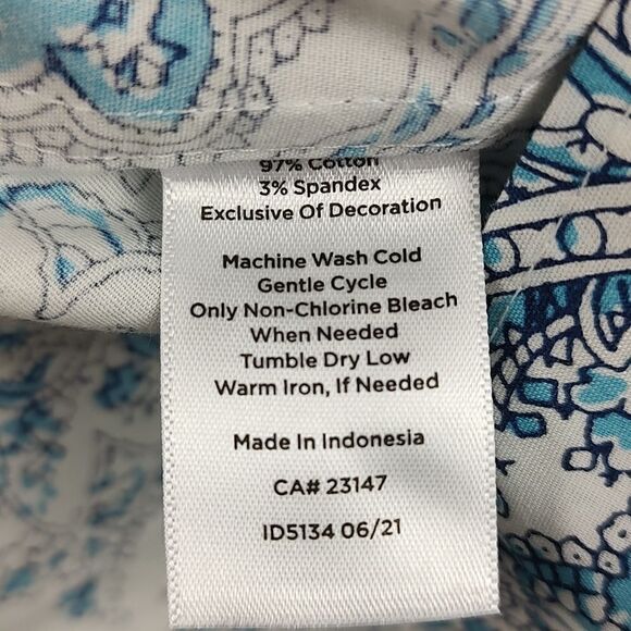 Talbot's Plus Size Non Iron Button Front Blouse Top Blue Paisley Size 18WP - Picture 6 of 10